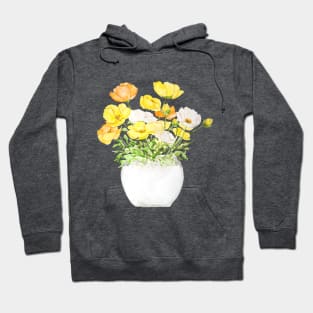 yellow orange and white poppies in pot Hoodie